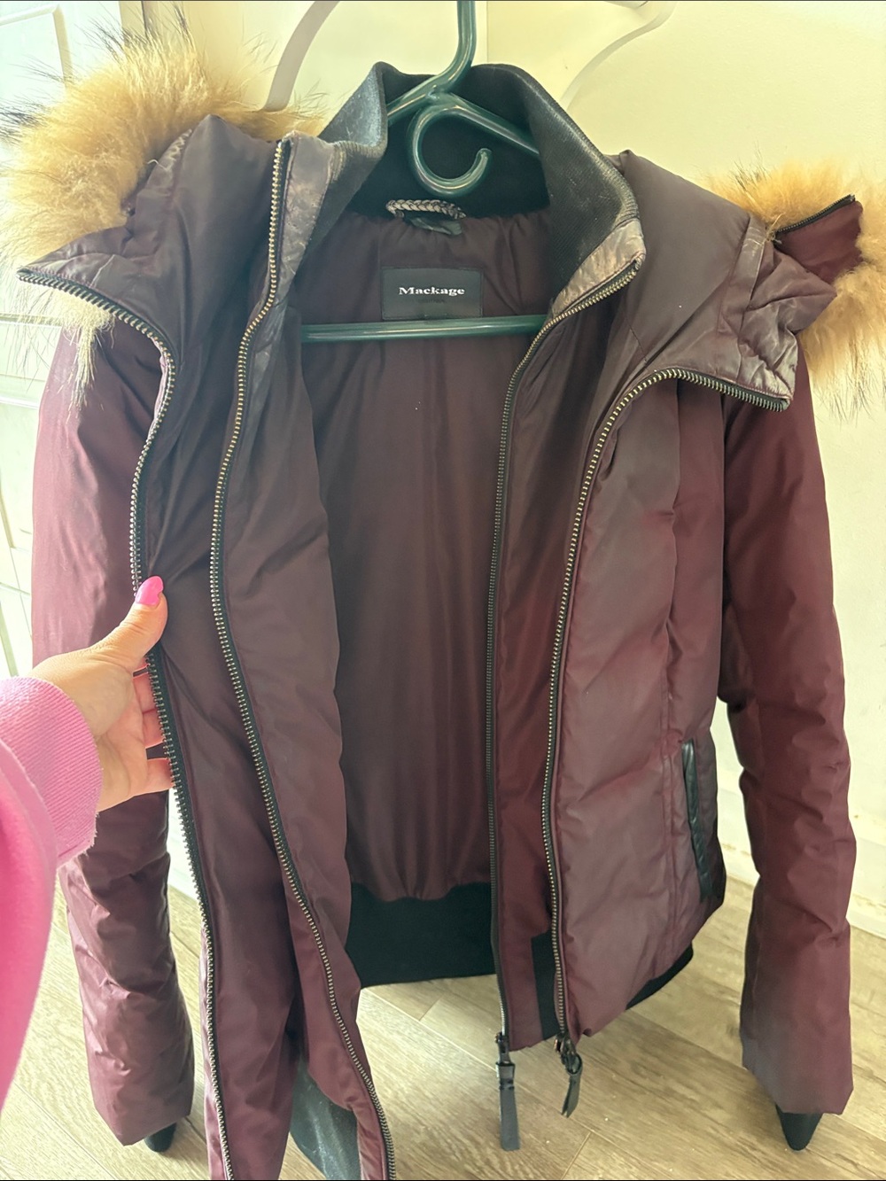 Women’s Mackage Maroon Puffer selling at a budget